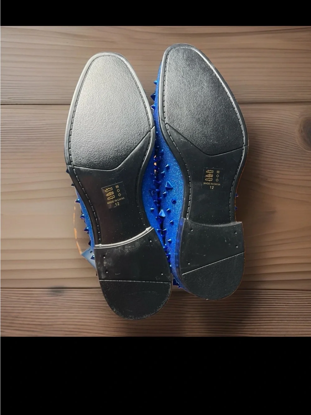 Terroni Men’s electric Blue Spike-Stud Slip-On Loafers